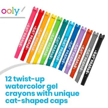 OOLY- Cat Parade Twist-Up Watercolor Gel Crayons - Set of 12