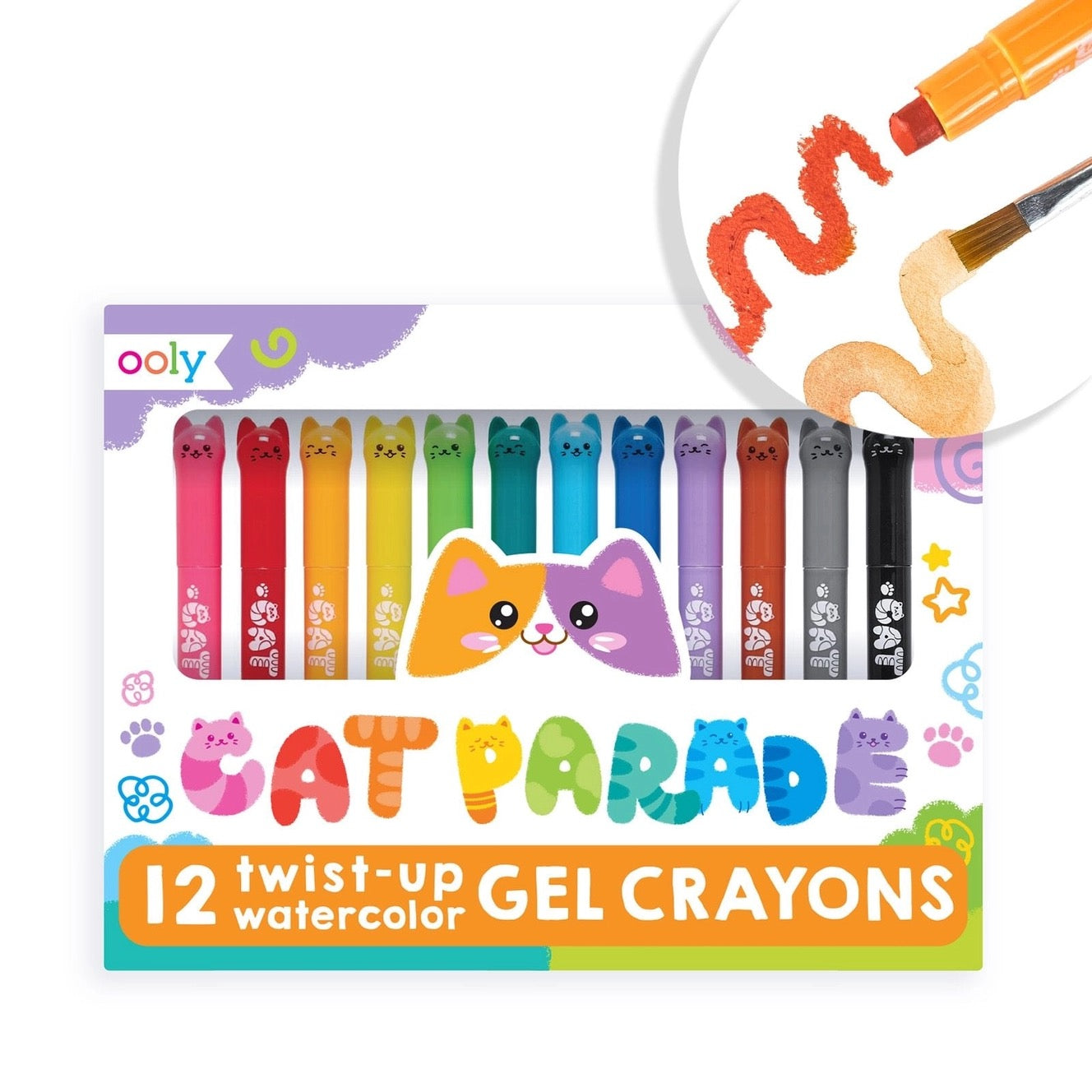 OOLY- Cat Parade Twist-Up Watercolor Gel Crayons - Set of 12