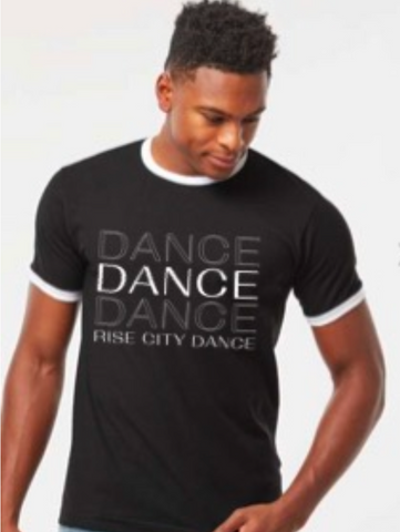 NEW- Rise City Dance Unisex Ringer T-shirt- Adult sizes